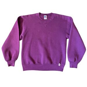 1980s Russell Athletic Mens Crewneck Sweatshirt Blank Cranberry Made USA Small